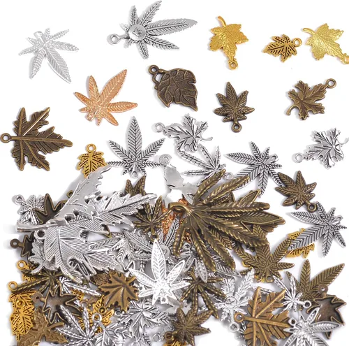 Miniatura 22 de stino - 100 g de dijes colgantes de metal para hacer joyas, lote de dijes bañados en plata y oro para pulseras, collares y manualidades, dijes