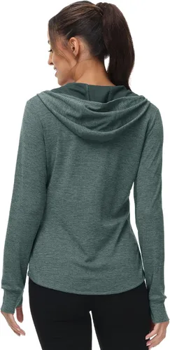Miniatura 89 de TBMPOY Chaquetas con capucha y protección solar UPF 50+ para mujer, ligeras, de manga larga, para senderismo, exteriores, con cremallera completa