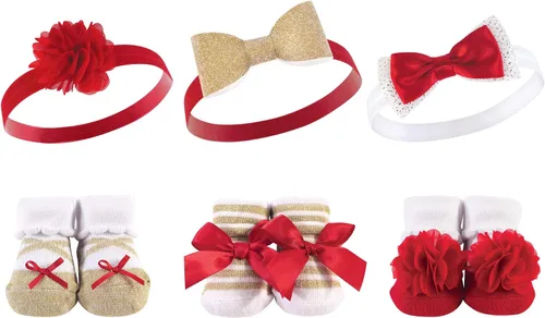 Miniatura 16 de Hudson Baby Conjunto de regalo de diadema y calcetines para niña Flor azul marino rosa
