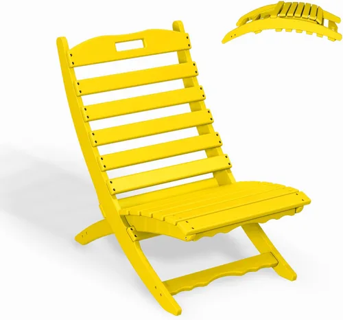 Miniatura 26 de GREENVINES Silla plegable Xavier Wave Sillas Adirondack portátiles Plástico HDPE Silla para fogata para todo tipo de clima Negro