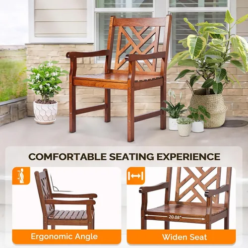 Miniatura 5 de VINGLI Sillas de comedor al aire libre, sillas de patio de madera resistente de 330 libras con respaldo cómodo, sillas de comedor de madera maciza