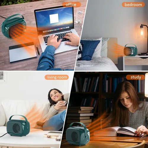 Miniatura 7 de Calentador de Espacio Coolfor, Calentador de Escritorio Pequeño de 800W/500W con Control de Temperatura, Ventilador de Calefacción de Escritorio
