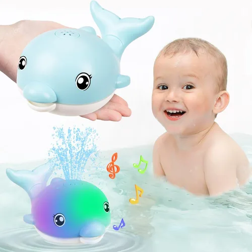 Juguetes de baño para bebés, juguetes de baño de carga magnética mejorados 2025 para niños de 1 a 3 años, rociador de juguete de baño con delfín