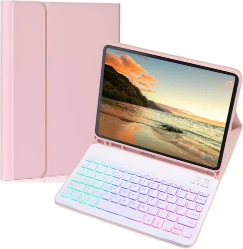 Miniatura 10 de Funda para teclado Galaxy Tab S6 Lite de 10.4 pulgadas 2024/2022/2020, cubierta de teclado Bluetooth magnético desmontable con retroiluminación de 7