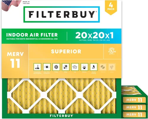 Miniatura 67 de Filterbuy Filtro de aire 18 x 20 x 1 pulgadas MERV 11 Defensa Superior contra Mascotas y Alergias (paquete de 4), Filtros de Reemplazo