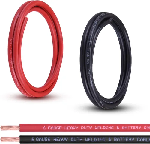 Miniatura 34 de Cable de Batería Calibre 2/0, 10 Pies Rojo + 10 Pies Negro 2/0 AWG Cable de Alambre de Soldadura de Cobre Puro, para Automotriz, Batería, Solar