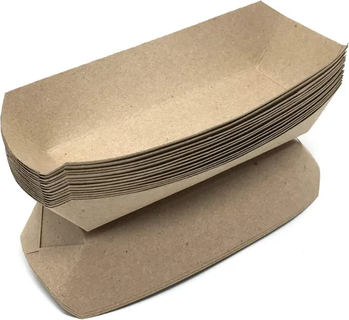 Miniatura 6 de Mr Miracle Bandeja de papel para perros calientes de 7 pulgadas en papel kraft. Paquete de 25. Desechable, reciclable y totalmente biodegradable.