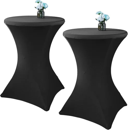Miniatura 11 de Paquete de 2 manteles de cóctel de elastano de 24 x 43 pulgadas, redondos, ajustables, para bodas, banquetes, eventos, fiestas