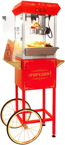 Great Northern Popcorn - Máquina para hacer palomitas de maíz con carro, hervidor de acero inoxidable de 8 onzas que hace hasta 48 tazas, estilo
