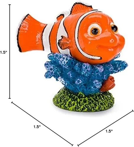 Miniatura 2 de Penn-Plax Finding Nemo on Coral Ornamento – Mini decoración de acuario para tanques o cuencos pequeños de agua dulce y salada – Diseño de coral