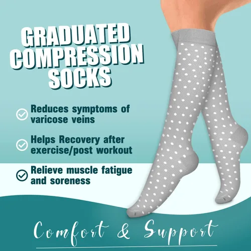 Miniatura 27 de Laite Hebe 4 pares de calcetines de compresión para mujeres y hombres, el mejor apoyo para enfermeras, correr, atletismo