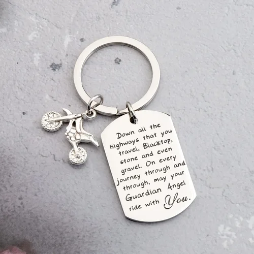 Miniatura 10 de FUSTMW Llavero de motociclista, regalo de motocicleta, llavero seguro para que tu ángel guardián viaje contigo, nuevo regalo para motociclista