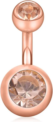 Miniatura 14 de Ruifan 14G 0.236 in 1/4 pulgadas 316L Acero quirúrgico cristal ferido CZ corto ombligo aretes de ombligo anillos de botón 4-6 piezas