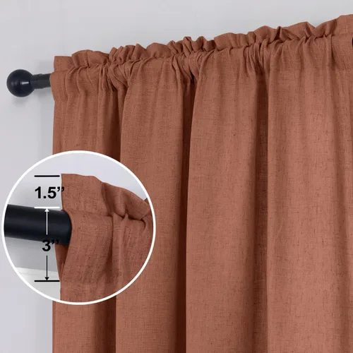 Miniatura 79 de KOUFALL Juego de 2 cortinas de puerta francesa, cortinas de lino para puerta/ventana, cortina transparente boho para cristal lateral delantero