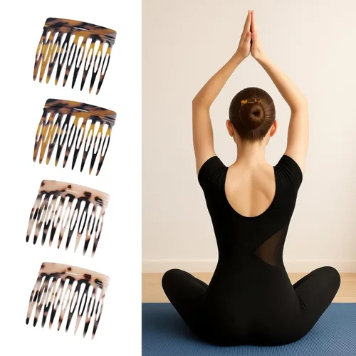 Miniatura 5 de Peine lateral de pelo francés – Peines pequeños decorativos franceses, pinzas de sujeción fuerte para mujeres y niñas, moño, 4 piezas