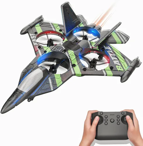 BEZGAR Drones para niños | Avión RC de 2.4GHZ, avión de control remoto, helicóptero RC, juguete de avión de combate con voltereta de 360°, juguetes