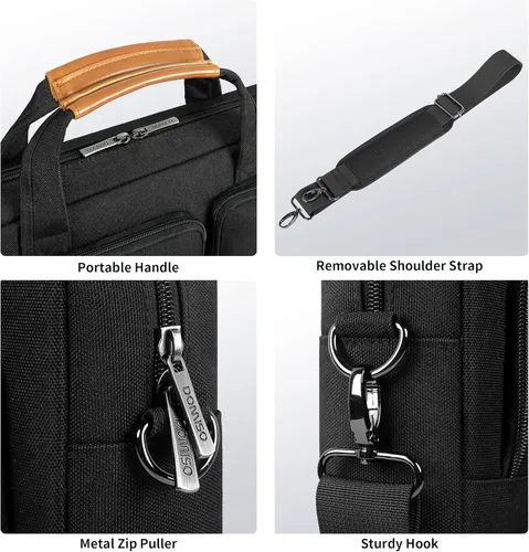 Miniatura 7 de DOMISO Maletín de negocios para laptop de 17 a 17.3 pulgadas con correa para el hombro, compatible con portátiles de 17 pulgadas/HP Pavilion/MSI