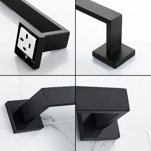 Miniatura 5 de Nolimas Toallero de baño negro mate, barras individuales, barra de toallero, barra clásica de acero inoxidable montado en la pared, toallero