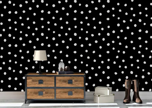 Miniatura 3 de Circle Polka Dots Pattern Peel and Stick Wallpaper Removable Wall Mural #6206 (108in Tall X 48in Wide, White Polka Dots)