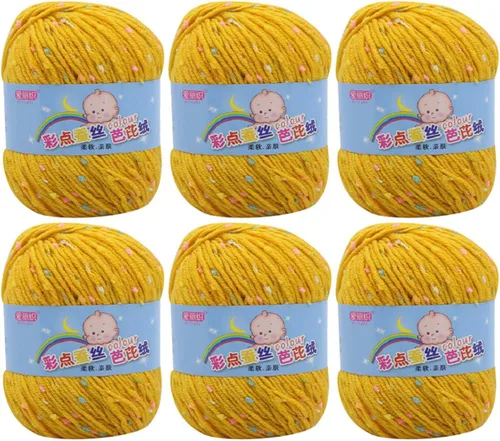 Miniatura 24 de Paquete de 6 hilos de ganchillo de algodón colorido para tejer suéter súper suave para mantas de bebé y ropa, sombrero, bufanda, 10.58 oz