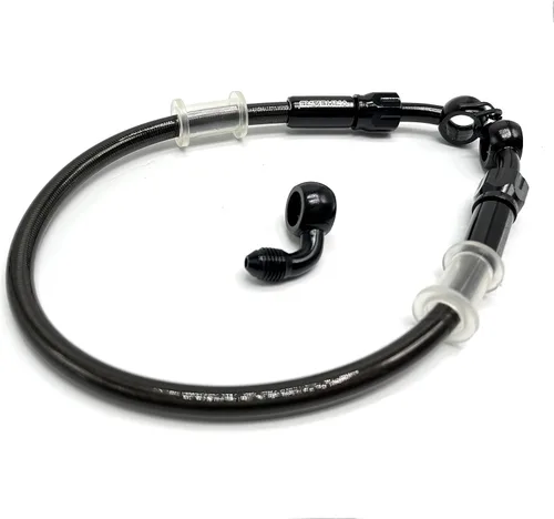 Miniatura 3 de AN3 28 90 Grados M10 Manguera de Freno de Motocicleta Trenzada de Acero Inoxidable con Banjo Giratoria de 360 Grados Compatible con ATV Motocross