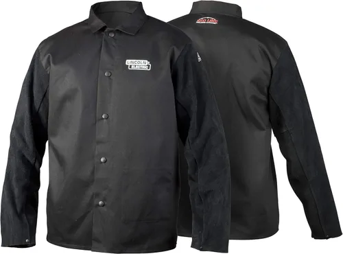 Miniatura 2 de Lincoln Electric chaqueta de soldadura unisex para adultos, tradicional de mangas de cuero divididas, color negro, talla mediana US