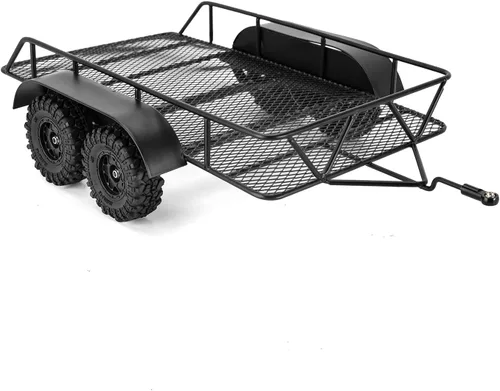 INJORA Remolque RC para transportar detrás del coche - Remolque de enganche de metal para 1/18 RC Crawler TRX4M Defender Bronco K10 High Trail F150,