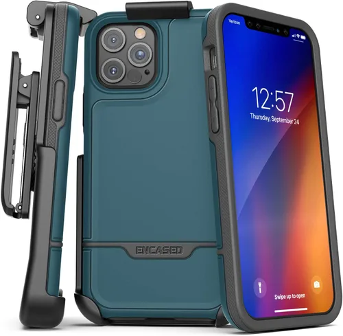 Miniatura 12 de ENCASED Funda para cinturón con clip para iPhone 11 (2019 Rebel Armor) Funda protectora resistente de cuerpo completo con soporte (Negro)