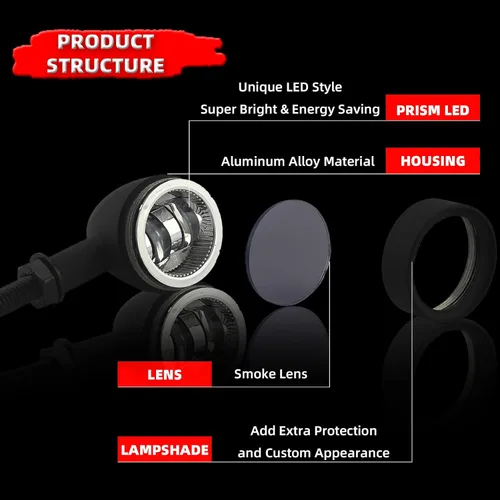 Miniatura 3 de FATECIM 2 luces LED de señal de giro para motocicleta, luces de conducción de alta resistencia, intermitentes traseros para Bobber Harley, Honda