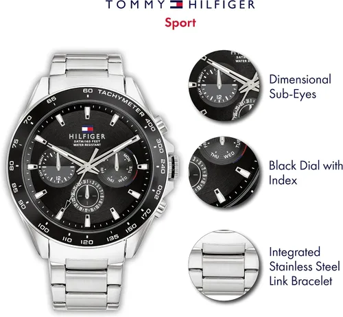 Miniatura 4 de Tommy Hilfiger Mens Quartz Watch with Stainless Steel Bracelet Silver