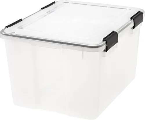 Miniatura 13 de IRIS USA - Contenedor organizador de plástico hermético para almacenamiento, 46.6 cuartos de capacidad, con tapa duradera, sello y hebillas