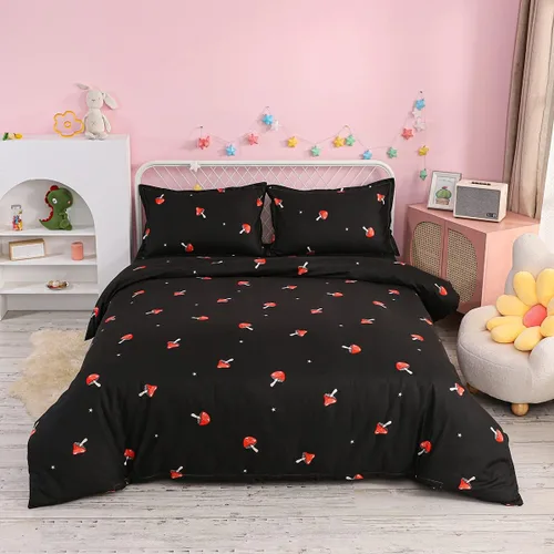 Miniatura 32 de Juego de ropa de cama con diseño de dibujos animados para niñas, niños, mascotas, gatos, funda de edredón con luz de neón, funda de edredón colorida