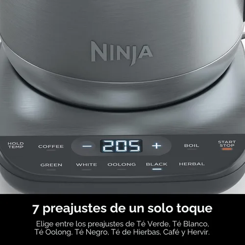 Miniatura 9 de Ninja KT200 - Hervidor eléctrico de temperatura de precisión, 1500 vatios, sin BPA, inoxidable, capacidad de 7 tazas, ajuste de temperatura de Acero