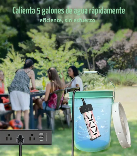 Miniatura 5 de Calentador de agua de inmersión portátil de 1800 W 120 V, calentador eléctrico para cubos, bañeras y mini piscinas, diseño sumergible