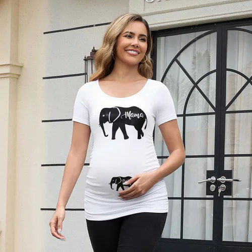 Miniatura 16 de GINKANA Blusas de maternidad de manga corta, diseño floral, fruncido, casual, para mamá, para embarazo
