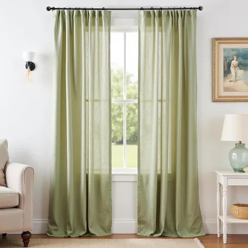 Miniatura 55 de JINCHAN Cortinas de lino de 108 pulgadas de largo, juego de 2 paneles, cortinas de ventana para sala de estar y dormitorio, cortinas