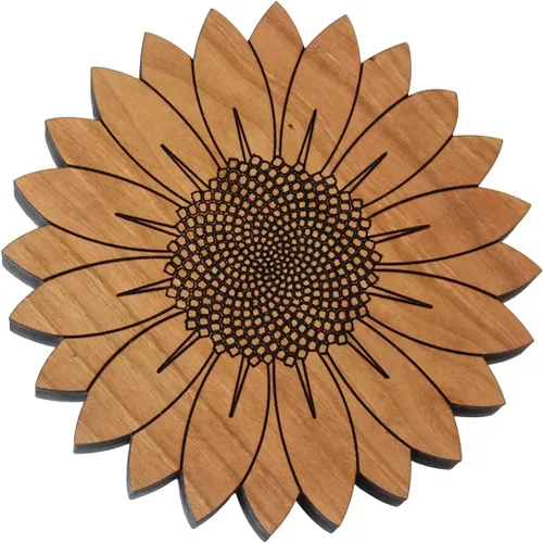 Salvamanteles de girasol: hecho a mano en los Estados Unidos con madera maciza de cerezo