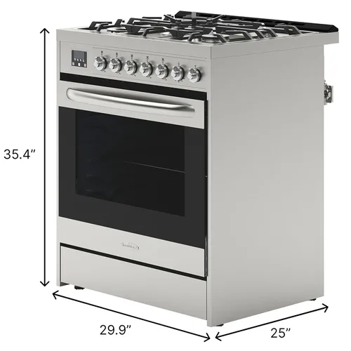 Miniatura 6 de KoolMore Estufa profesional de gas de 30 pulgadas con superficie de cocción de 5 quemadores, horno de convección rápida y temporizador digital