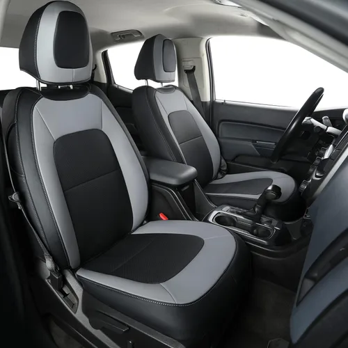Miniatura 11 de LUCKYMAN CLUB 2 fundas de asiento delanteras Chevy Colorado, aptas para camión de trabajo Colorado Crew Cab Z71 LT ZR2 2015-2022 con piel sintética