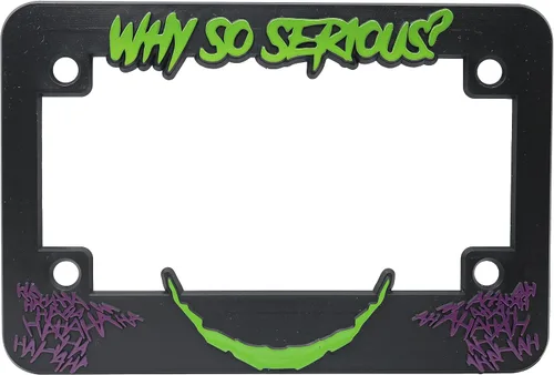 ¿Por qué tan serio? Marco de matrícula 3D para motocicleta Joker | 1 paquete de cubierta de matrícula de motocicleta | Soporte universal para placa