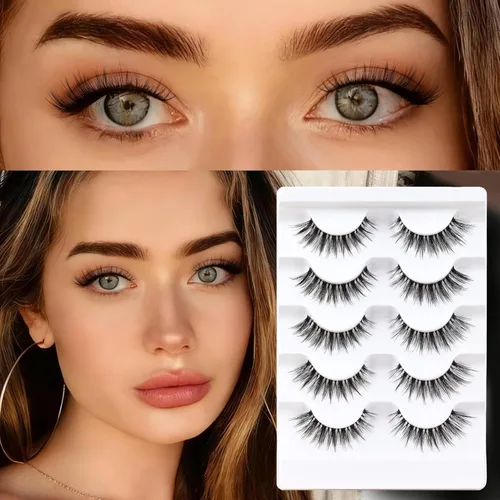 Miniatura 15 de Veleasha Pestañas postizas de manga puntiagudas, 100% hechas a mano, aspecto natural, pestañas postizas ligeras con banda transparente suave