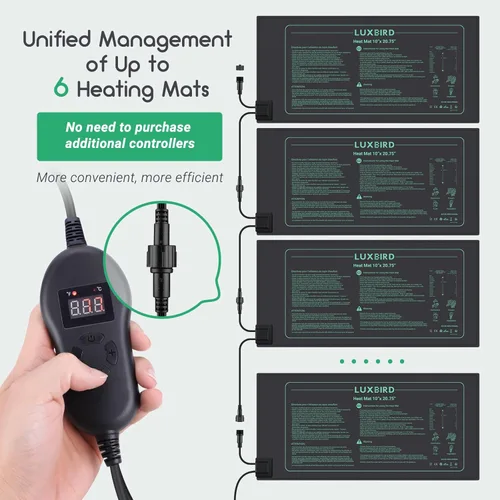 Miniatura 2 de LUXBIRD Paquete de 6 Alfombrillas Calefactoras para Plántulas de 30W de 10" x 20.75" con Controlador de Termostato, Ideal para Inicio de Semillas