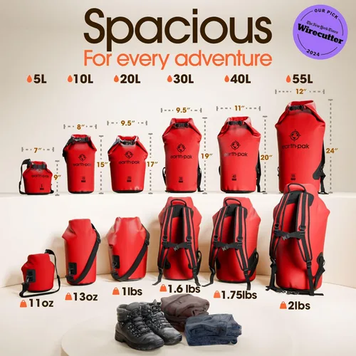 Miniatura 2 de Earth Pak Bolsa Seca Impermeable - Mochila Impermeable de Cierre Enrollable Superior Mantiene el Equipo Seco para Kayak con Funda Impermeable