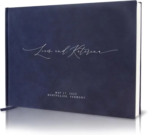 Miniatura 15 de MUUJEE Libro de visitas personalizado con brillo bronce - Libro de invitados moderno personalizado de alta calidad para recepción de boda, fiesta