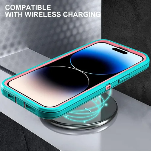 Miniatura 6 de YKHJKLEC para iPhone 14 Pro, funda de grado militar 3 en 1 resistente, a prueba de golpes/caídas/polvo con 2 piezas de protector de pantalla