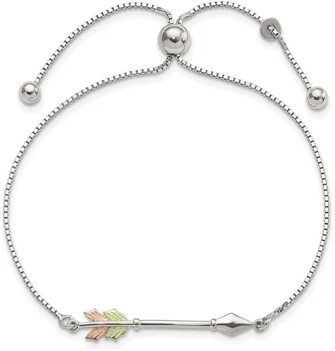 Miniatura 2 de Pulsera ajustable de plata de ley de oro de 12 quilates con flecha, joyería fina para mujer, Metal, Gema