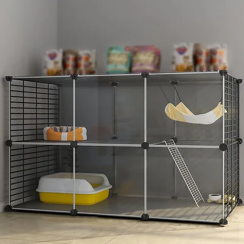 Miniatura 8 de DIY 2/3 Tier Cat House, Panorama Cat Villa, Gabinete para Gato, Diseño Semicerrado, Espacio Libre Extra Grande, Fácil de montar