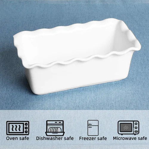 Miniatura 2 de Molde de pan antiadherente de porcelana para hornear, 8.5 x 5 pulgadas, color blanco