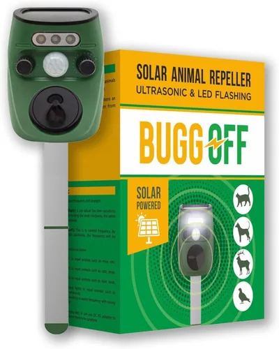 Sonido ultrasónico y luz LED intermitente repelente de animales alimentados por energía solar, enchufable o alimentado por batería, sensibilidad y