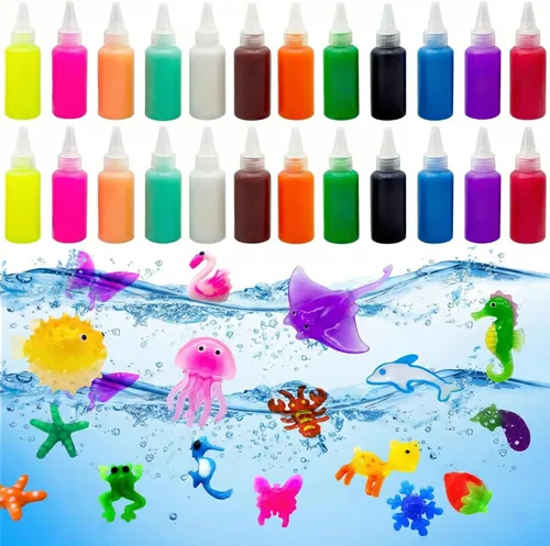 Kit de recambio de 24 botellas de gel para manualidades, elfo de agua mágico, fabricante de juguetes para días lluviosos y lazos familiares, regalo